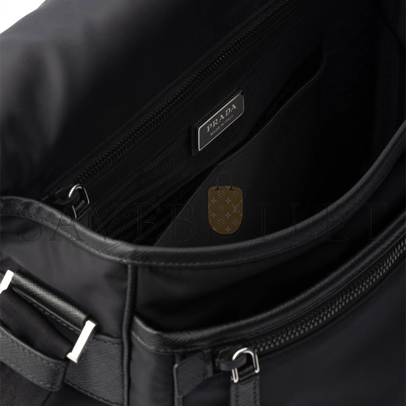 PRADA RE-NYLON AND SAFFIANO LEATHER SHOULDER BAG 2VD768 (32*24*12cm) PRADA RE-NYLON AND SAFFIANO LEATHER SHOULDER BAG 2VD768 (32*24*12cm)